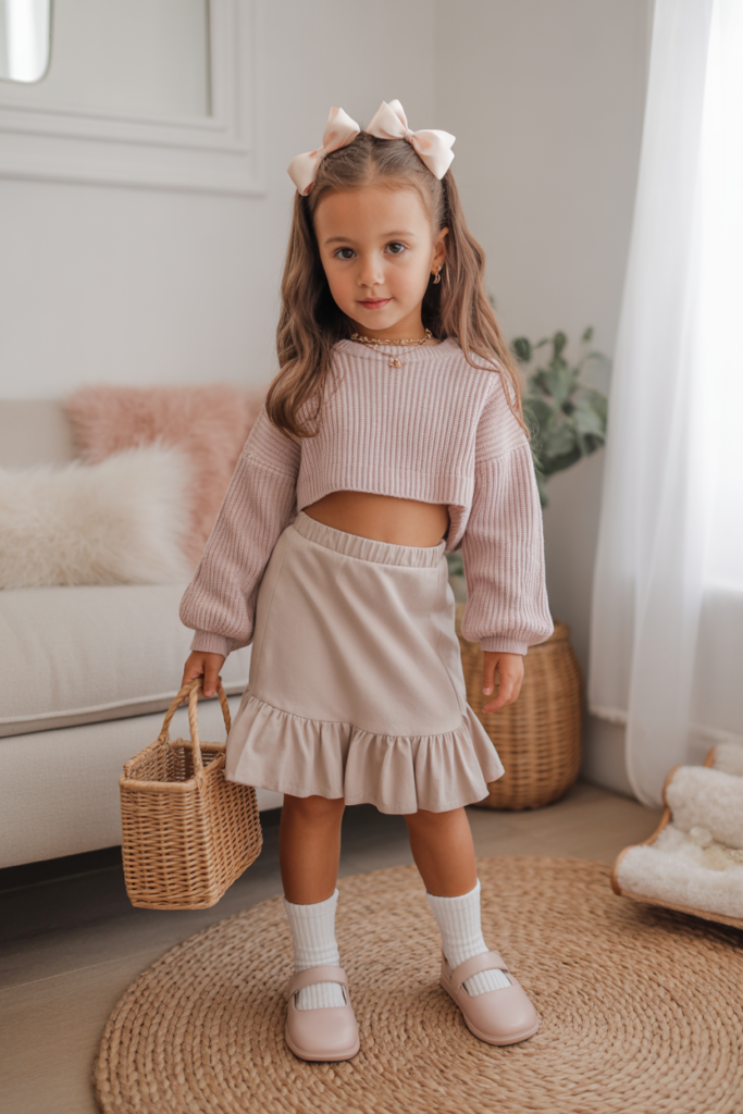 Cropped Knit Sweater + Ruffle Hem Skirt