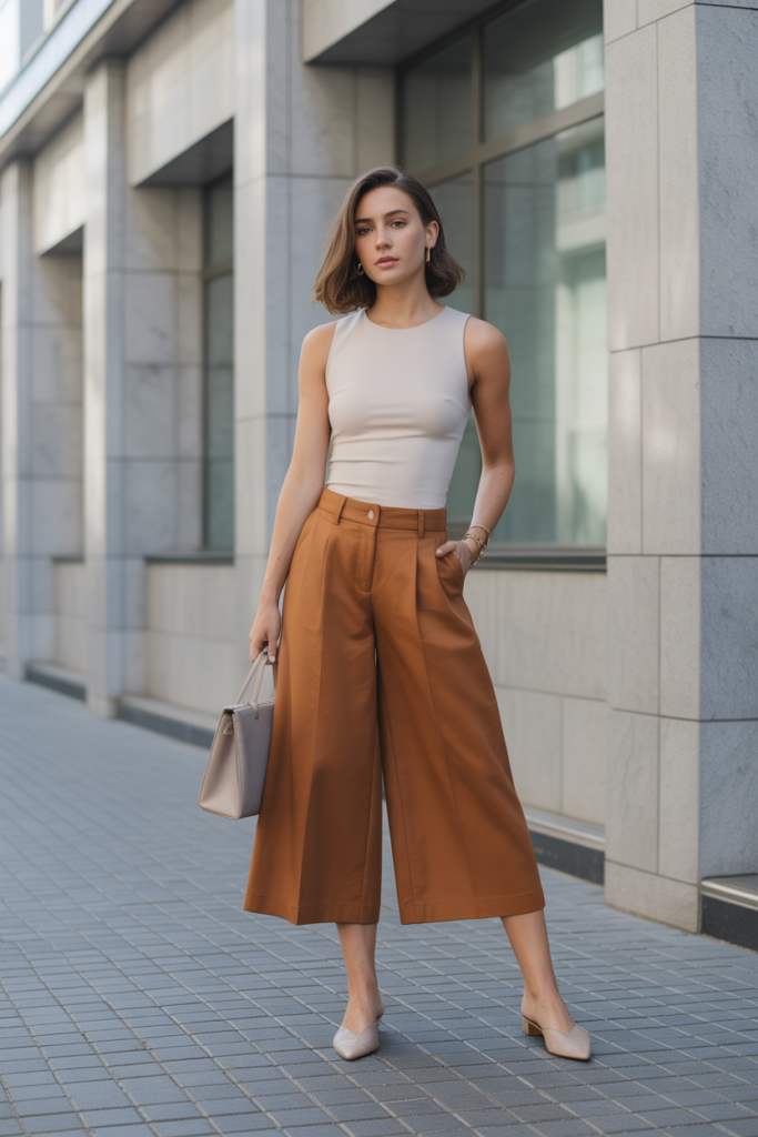 Culottes + Fitted Top For Trendy Workwear