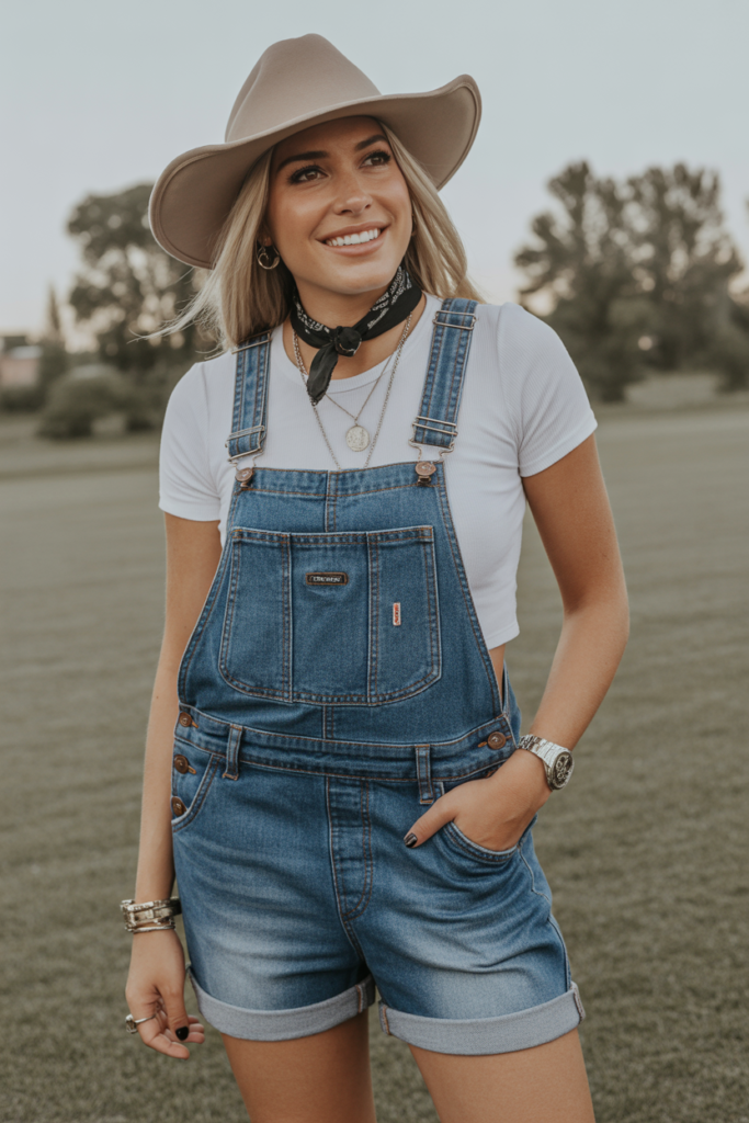 Denim Overalls + White Tee For Effortless Cool