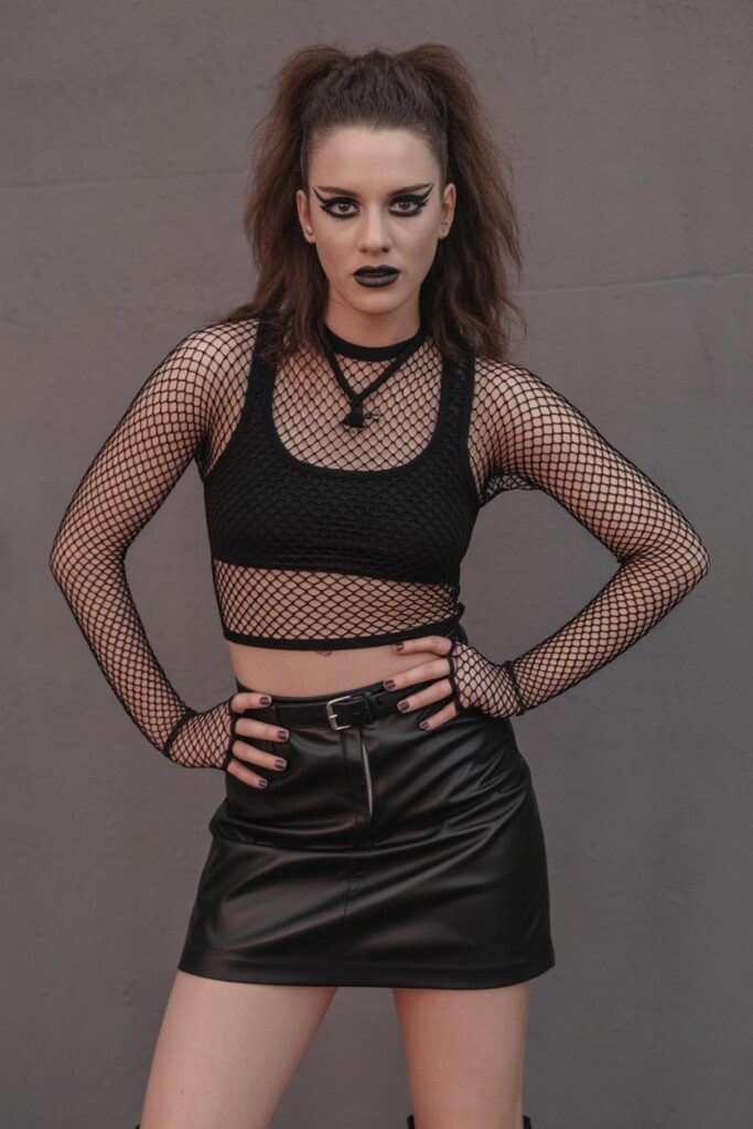 Fishnet Layering + Mini Skirt For Punk Edge