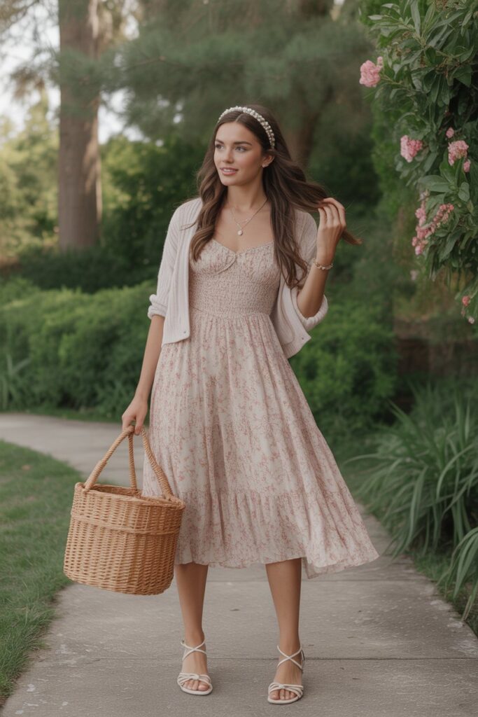 Floral Sundress + Dainty Cardigan