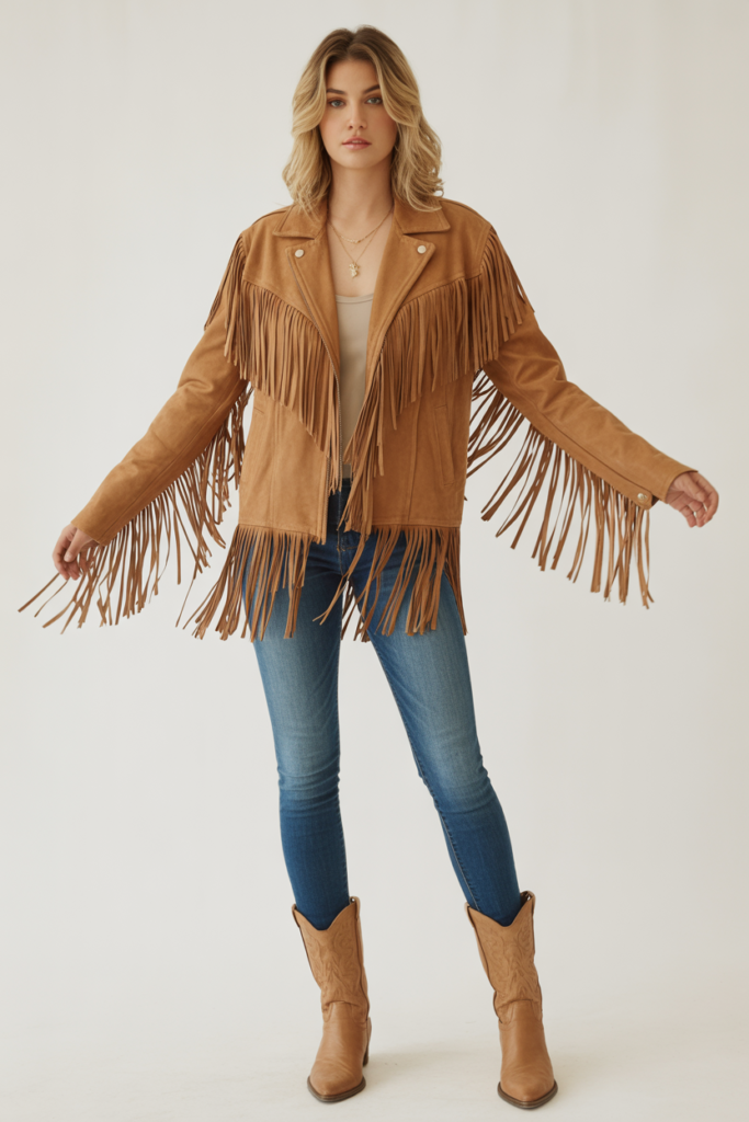 Fringe Jacket + Skinny Jeans For A Western Vibe