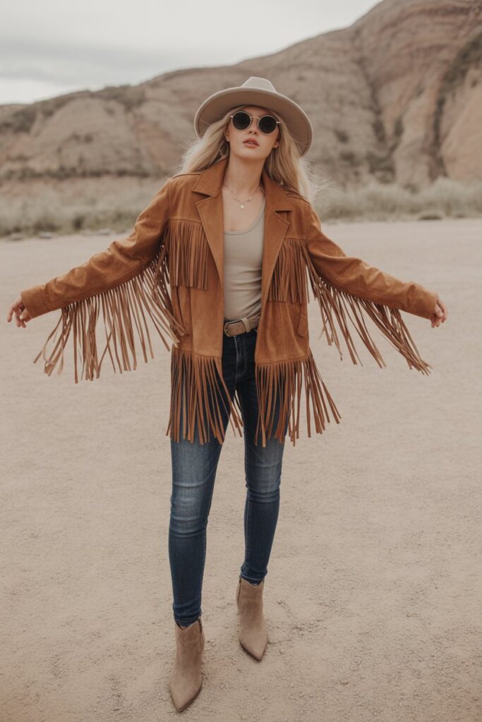 Fringe Jacket + Skinny Jeans For Rockstar Glam