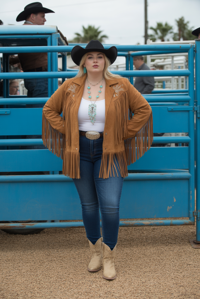 Fringe Jacket + Skinny Jeans For Rodeo Nights