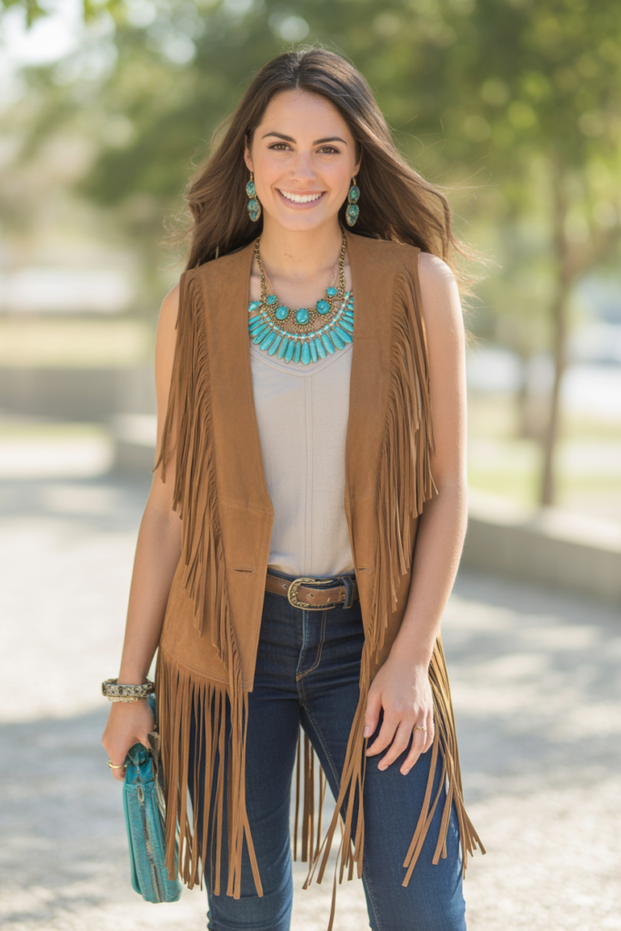 Fringed Vest With Skinny Jeans
