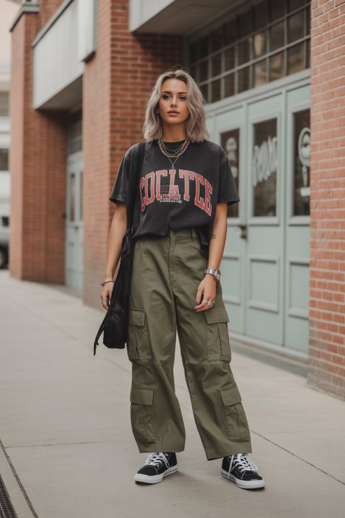 Graphic Tee + Cargo Pants