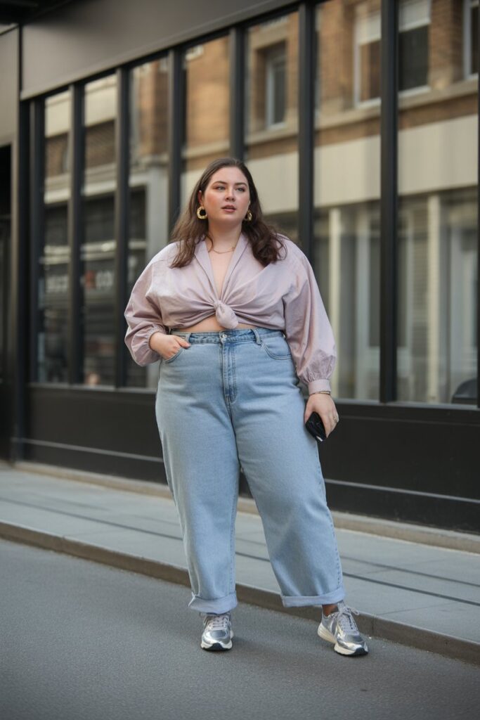 High-Waisted Jeans + Blouse For Everyday Chic