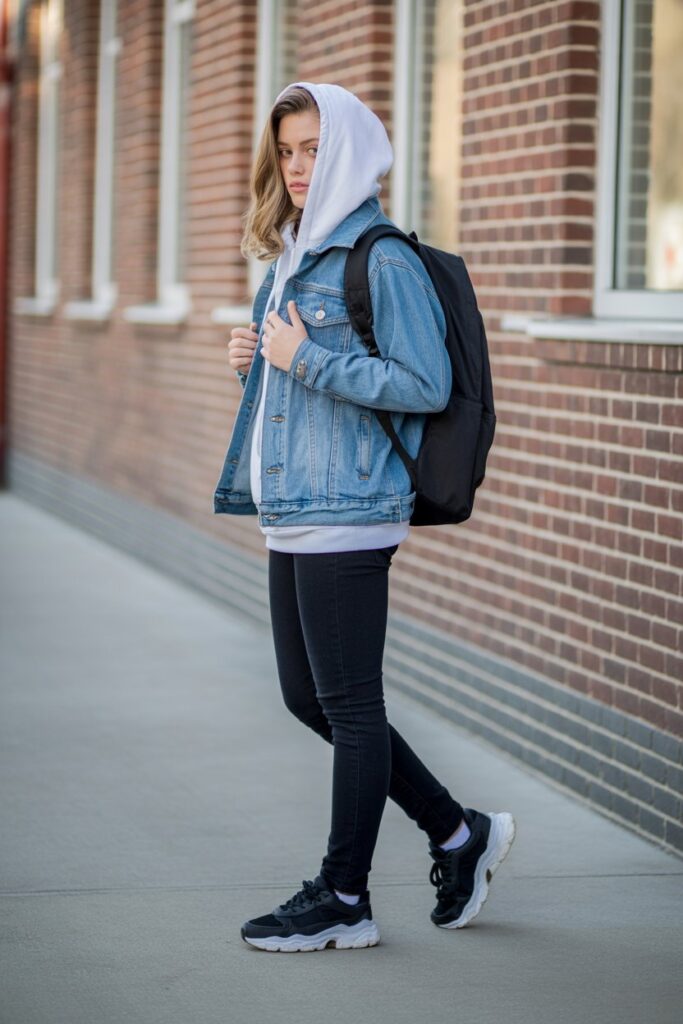 Hoodie + Denim Jacket Combo