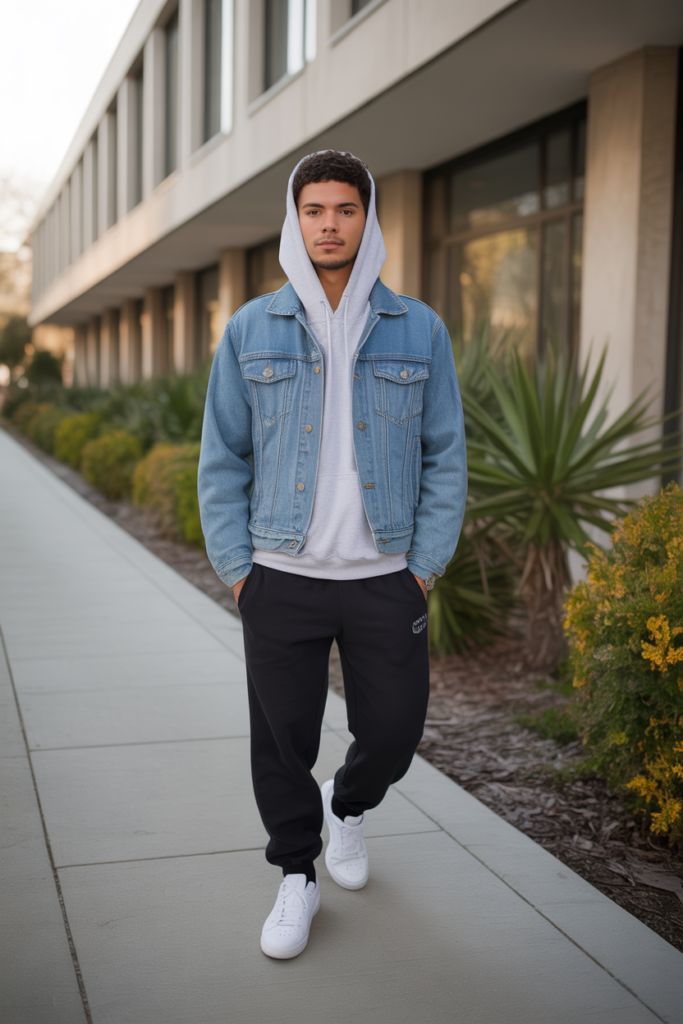 Hoodie + Denim Jacket  + Joggers