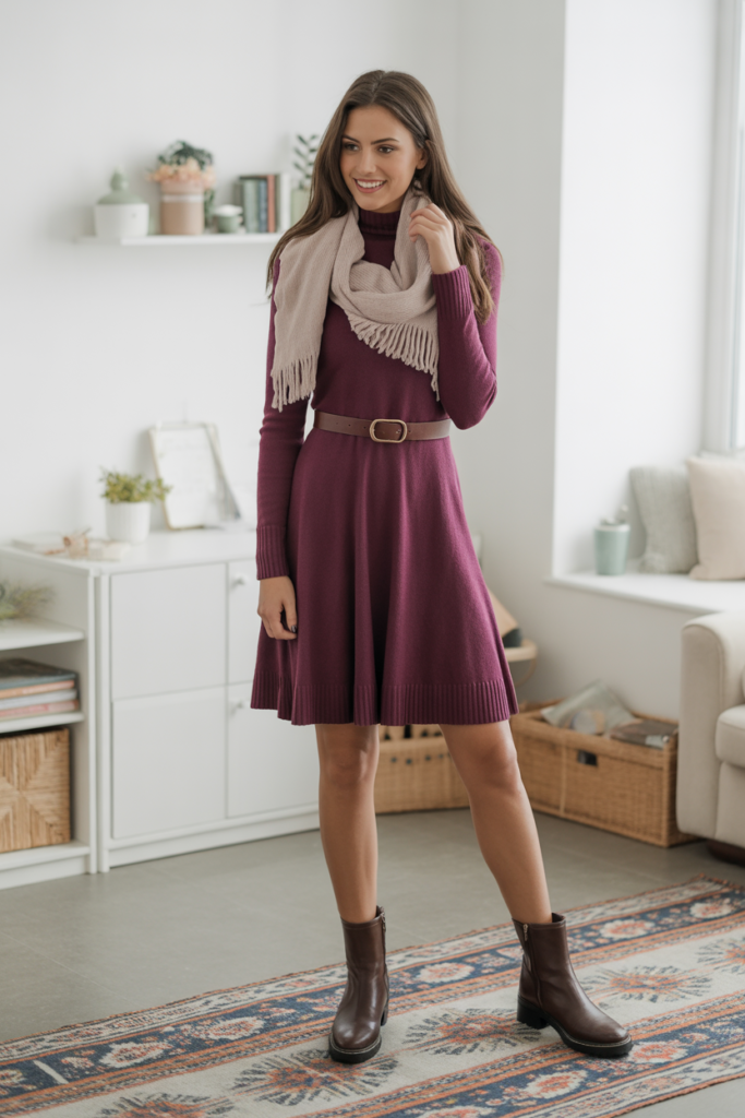 Knit Dress + Ankle Boots