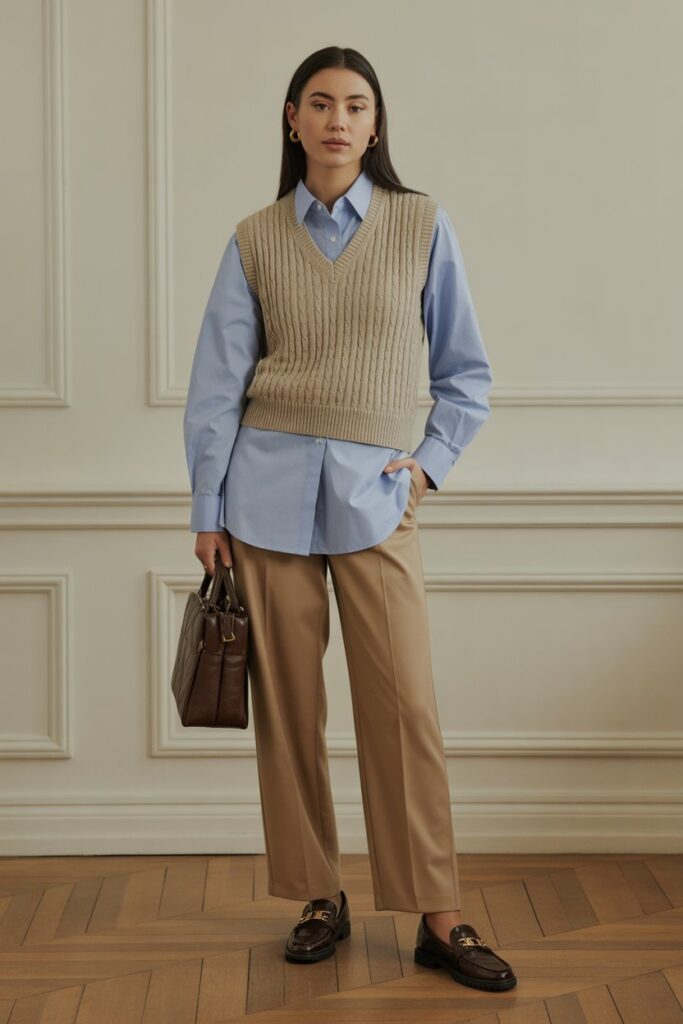 Knit Vest + Button-Up Shirt