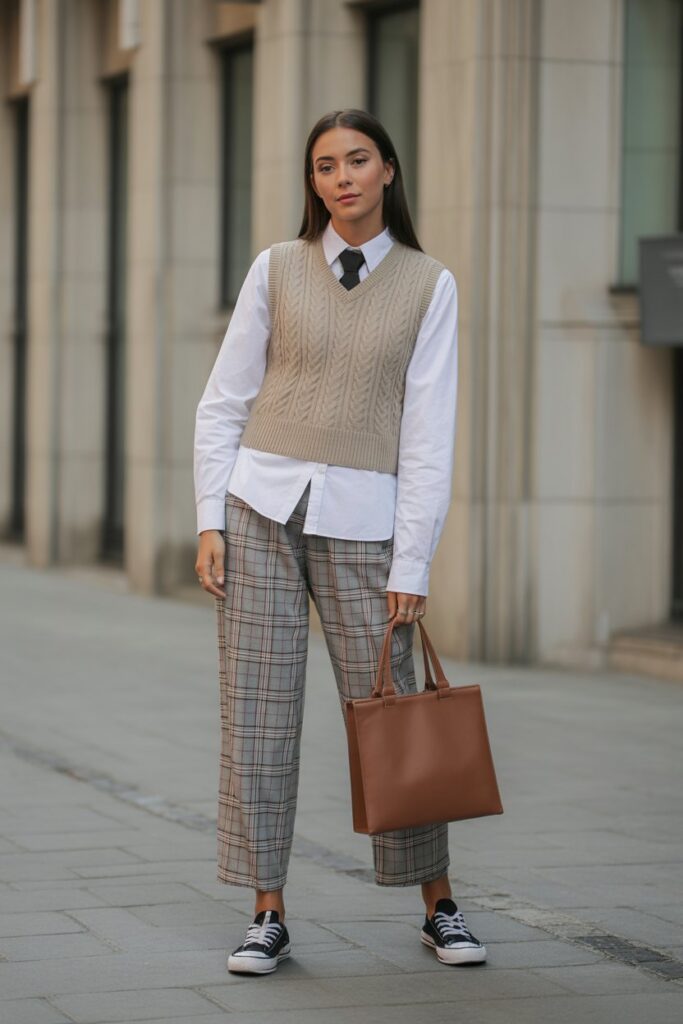 Knit Vest + White Shirt
