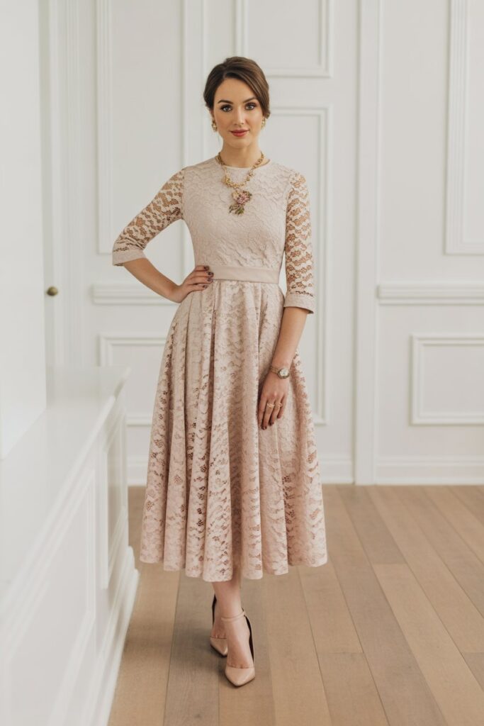 Lace Dress With Neutral Accessories