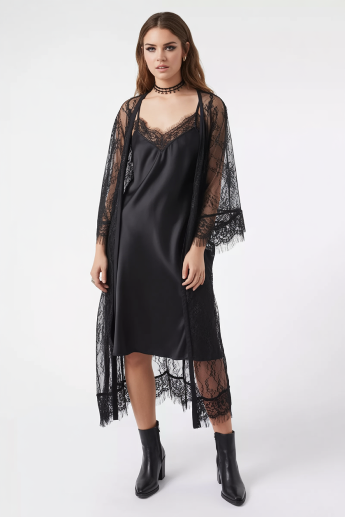 Lace Kimono + Slip Dress