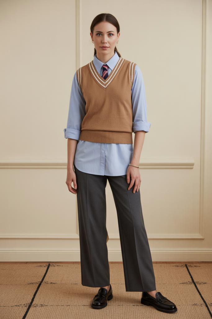 Layered Sweater Vest + Shirt