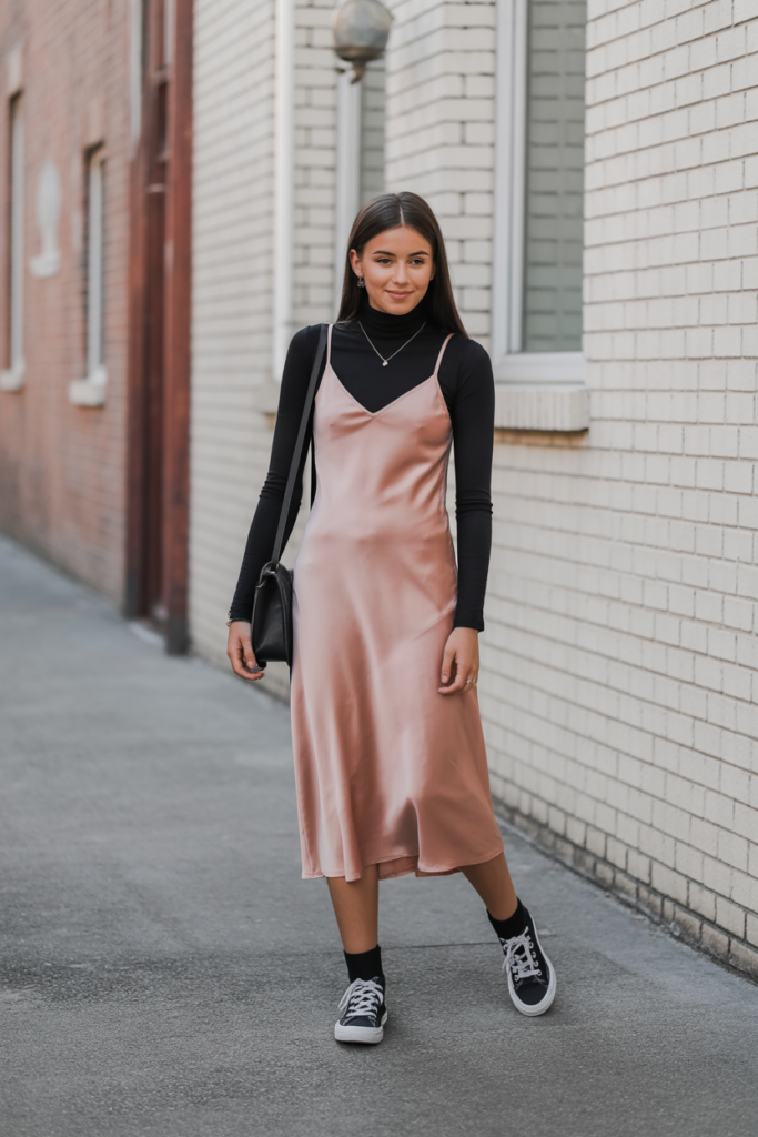 Layered Turtleneck + Slip Dress