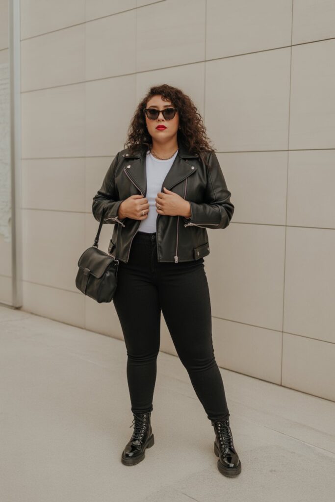 Leather Jacket + Skinny Jeans For Edgy Cool