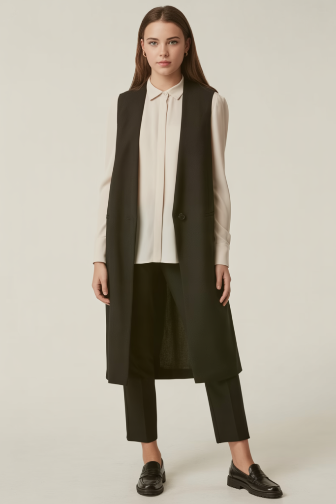 Longline Vest + Blouse + Pants