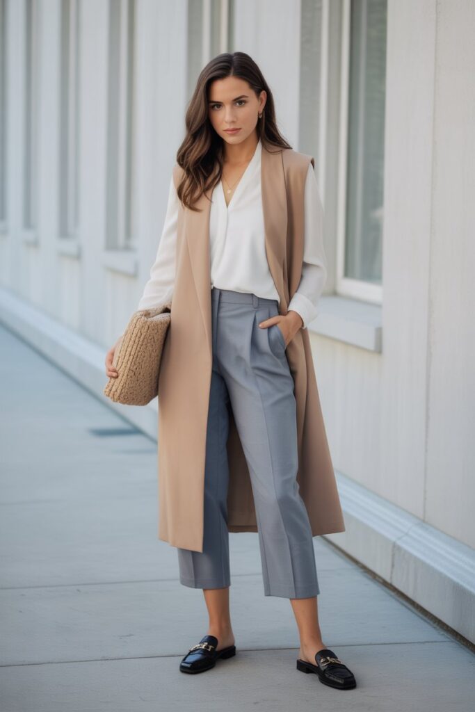 Longline Vest + Cropped Pants
