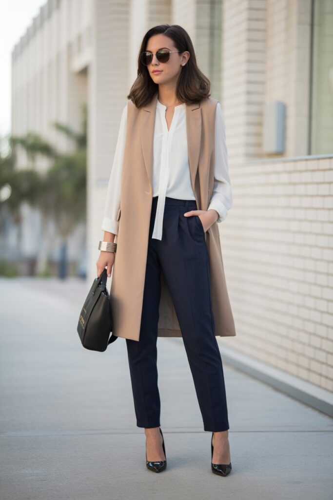 Longline Vest + Slim Pants