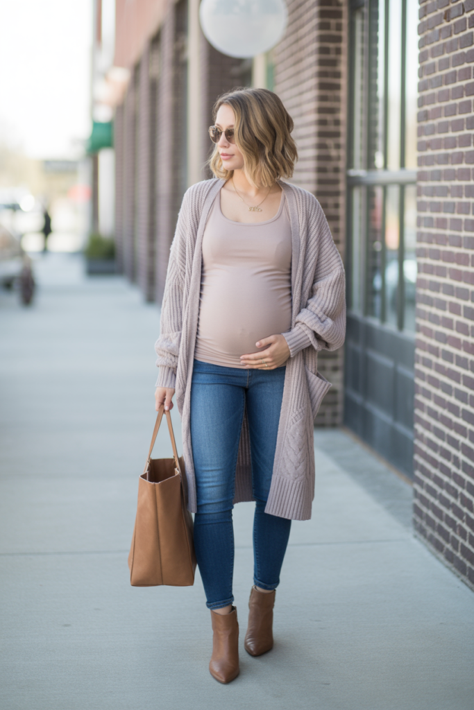 Maternity Jeans + Cozy Cardigan