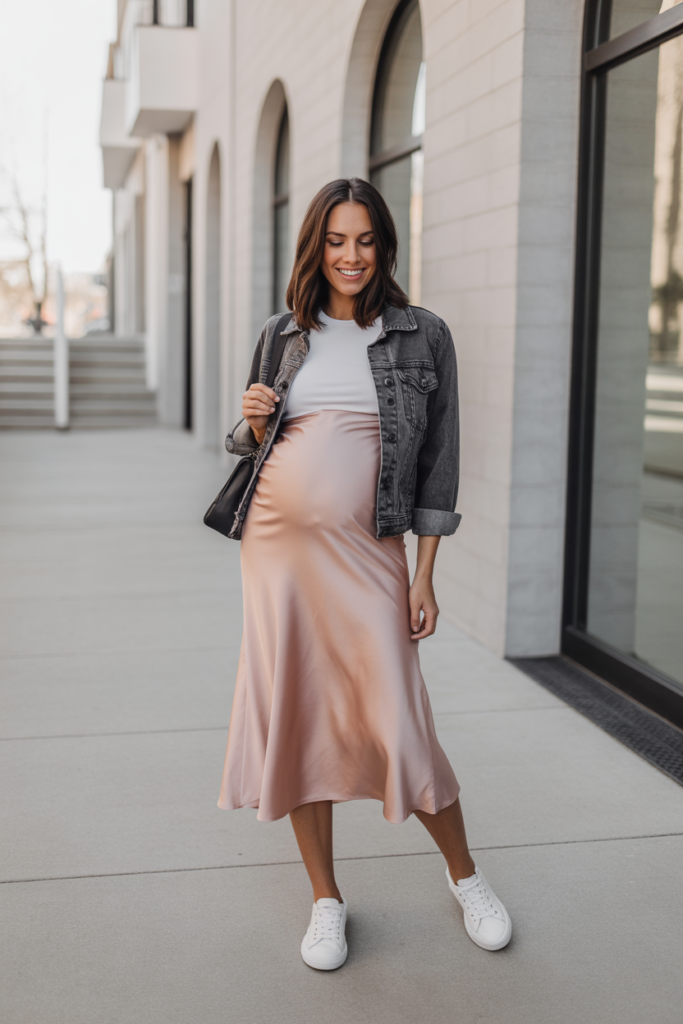Maternity Slip Dress With Layered Tee