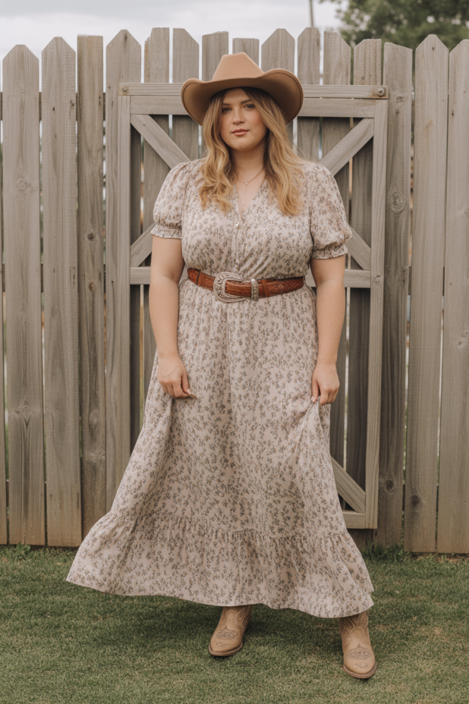 Maxi Dress + Western Belt For Effortless Elegance