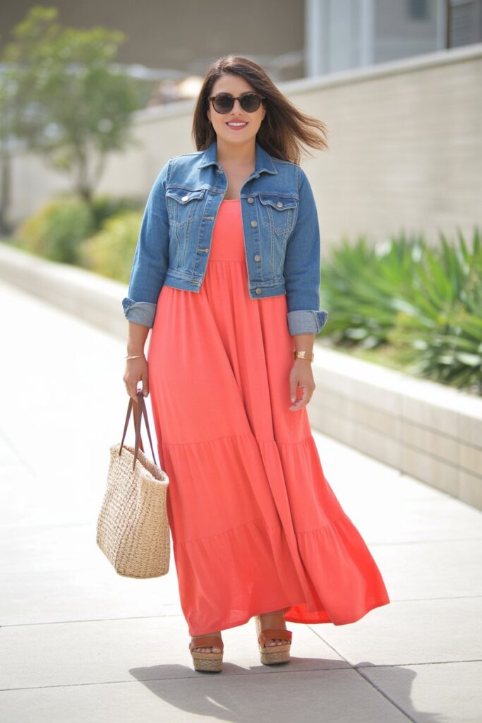 Maxi Dress With A Denim Jacket