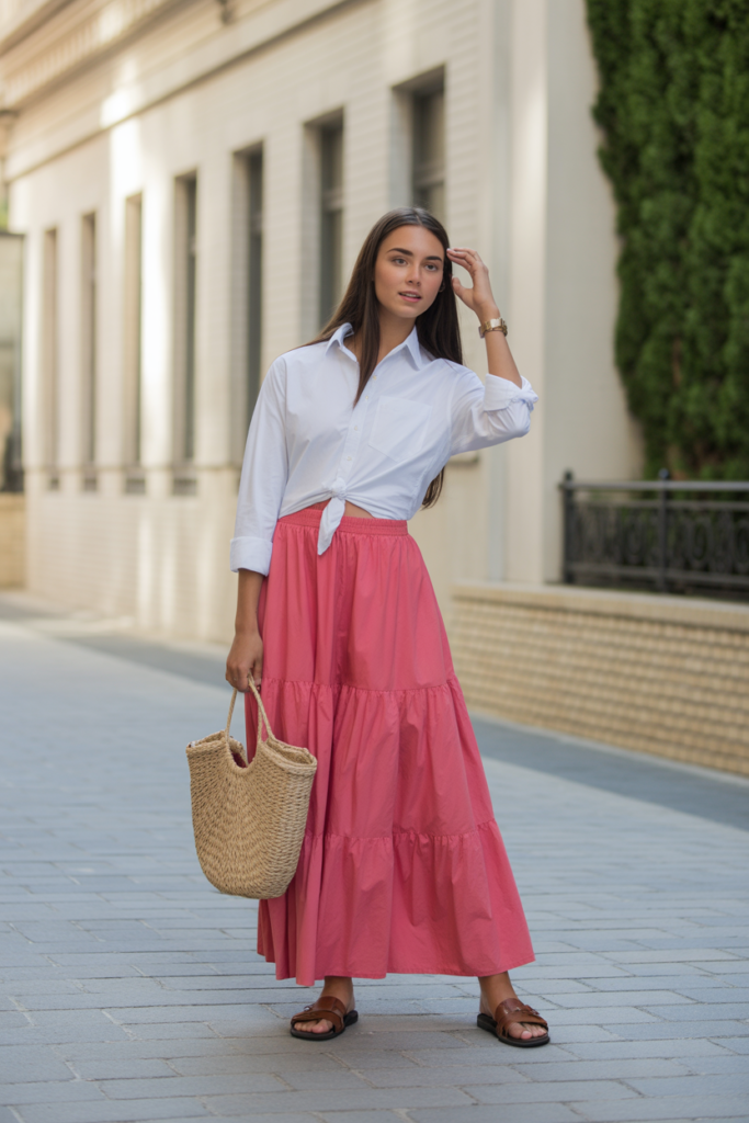 Maxi Skirt + Button-Down Shirt