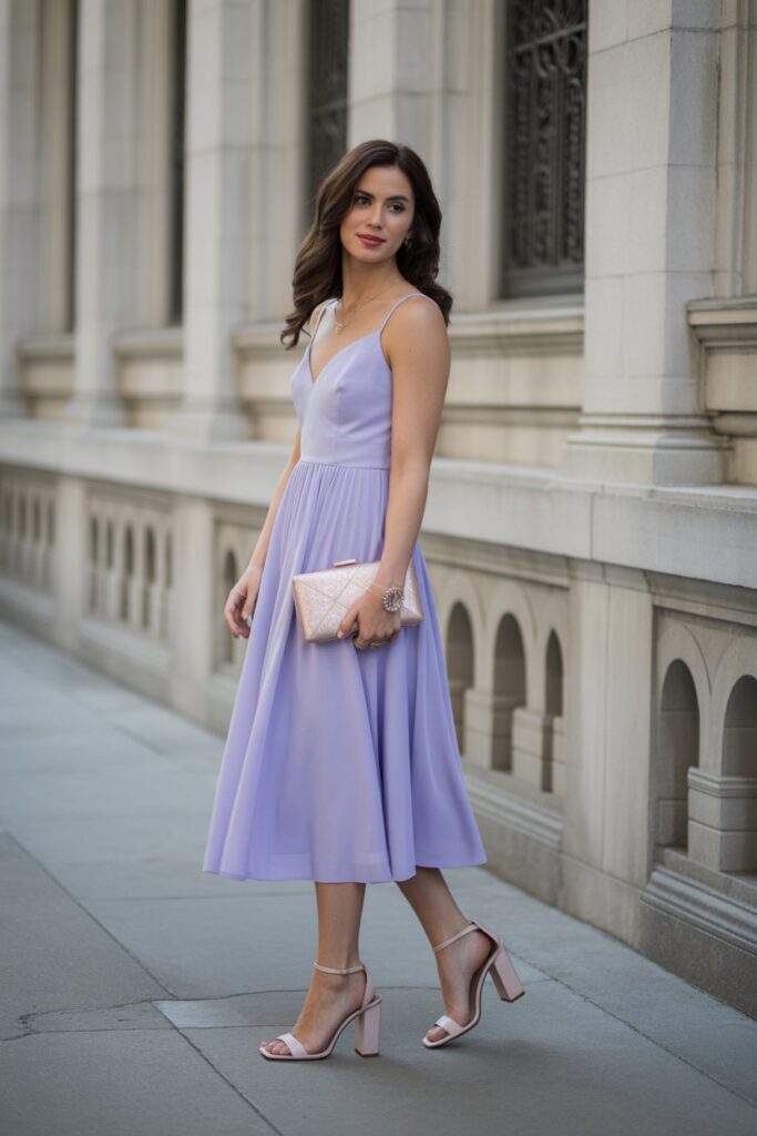 Midi Dress With Block Heels