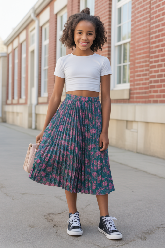 Midi Skirt + Cropped Tee