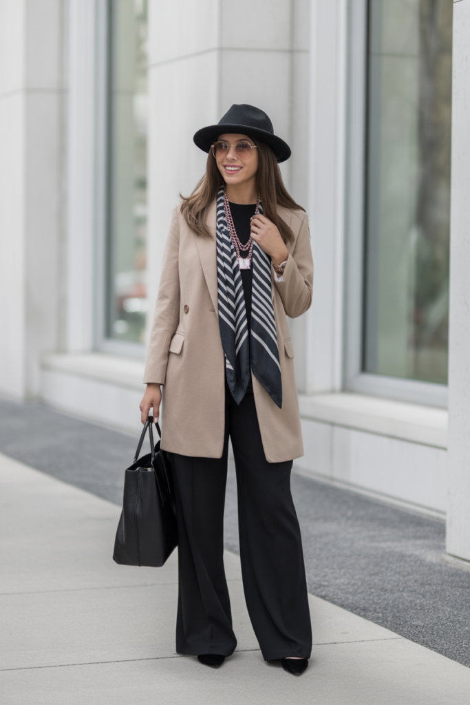 Monochrome Outfit + Statement Scarf