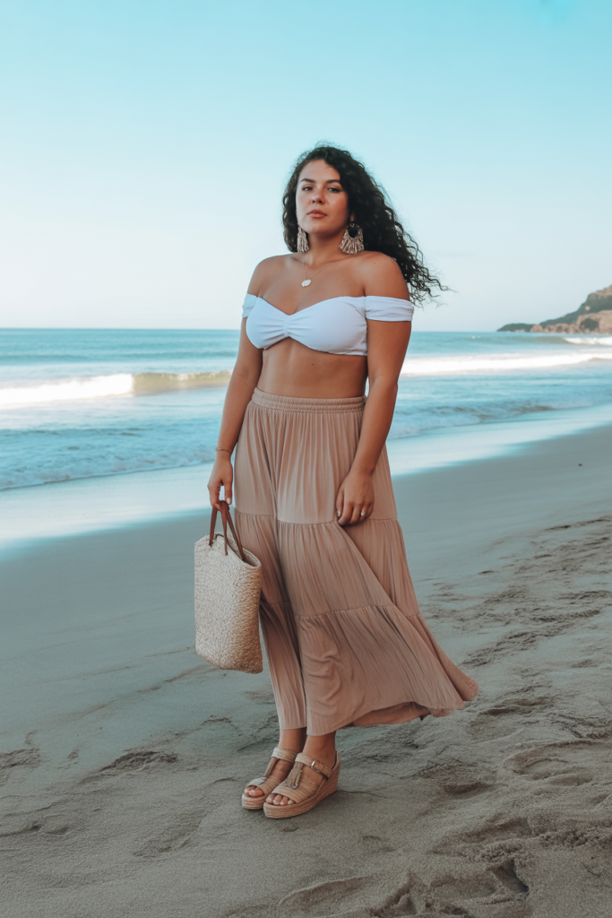 Off-Shoulder Bikini Top + Maxi Skirt