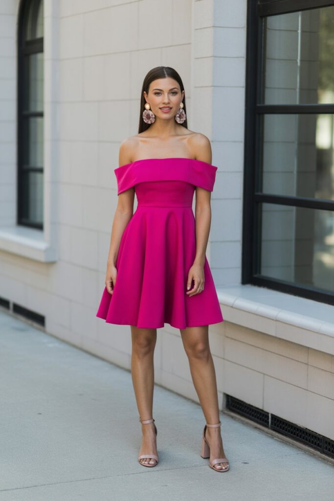 Off-Shoulder Dress With Statement Earrings