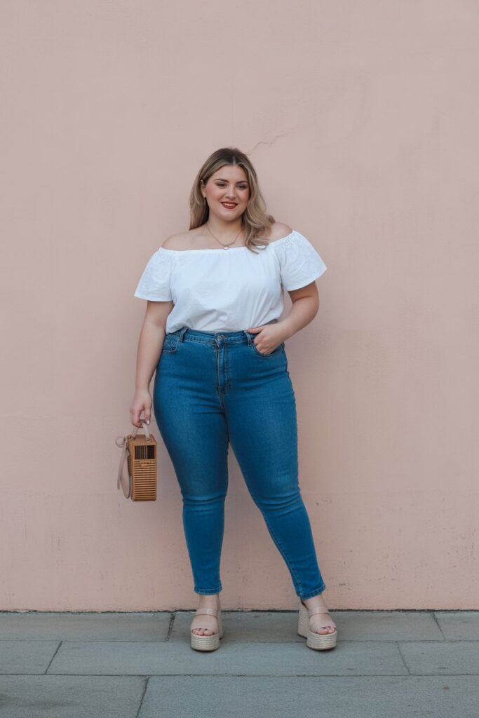 Off-Shoulder Top + Skinny Jeans