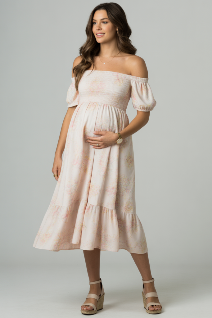 Off-The-Shoulder Midi Dress
