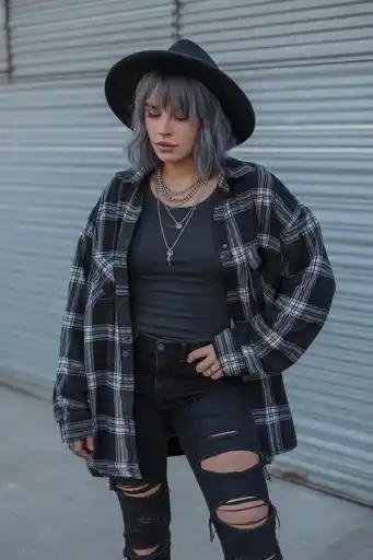 Oversized Flannel + Ripped Jeans