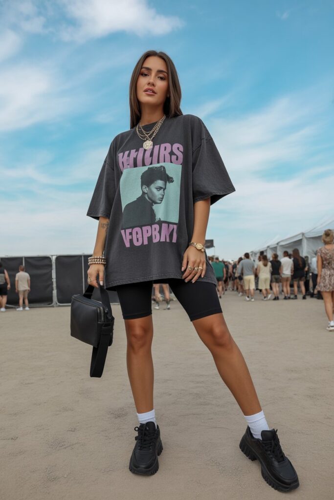 Oversized Graphic Tee + Biker Shorts