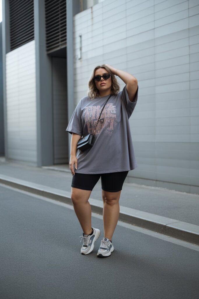 Oversized Graphic Tee + Biker Shorts