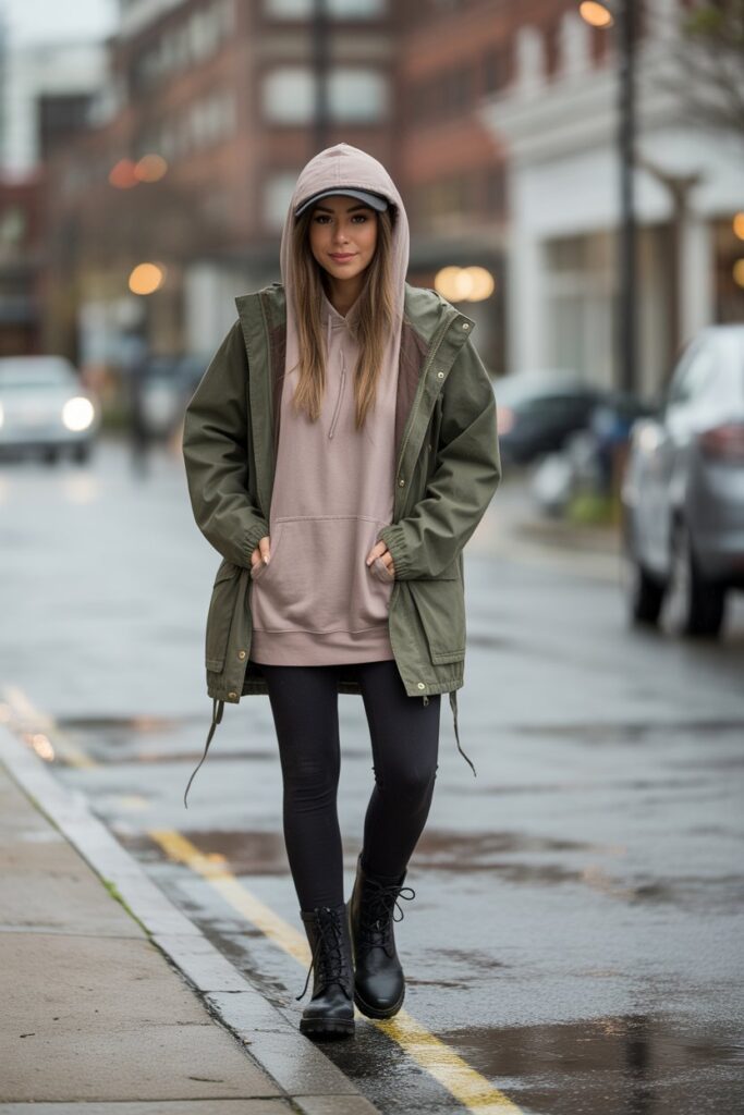 Oversized Hoodie + Leggings + Combat Boots