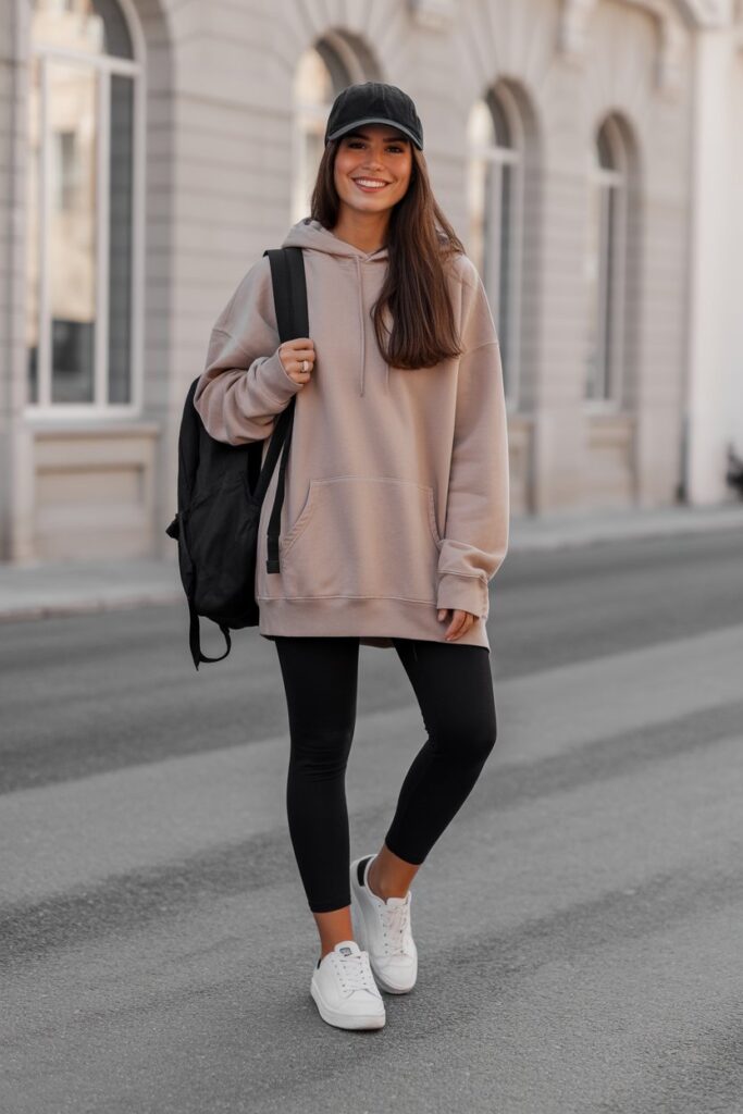 Oversized Hoodie + Leggings + Sneakers