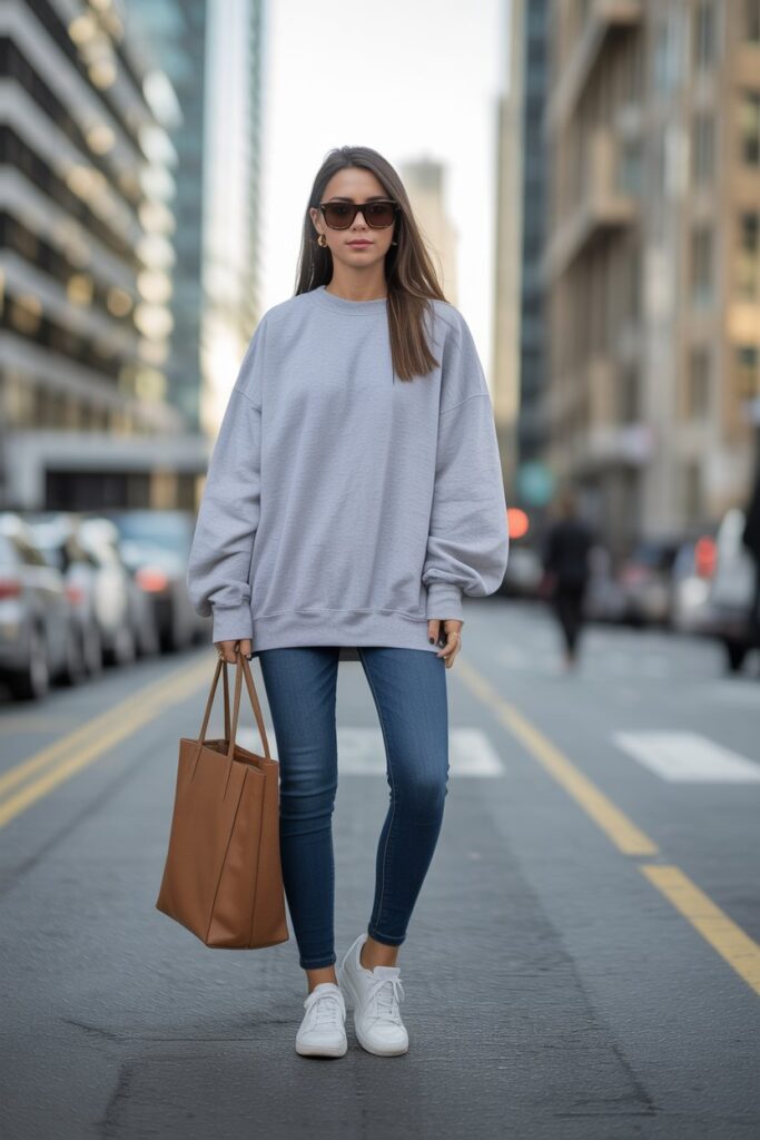 Oversized Sweatshirt + Skinny Jeans