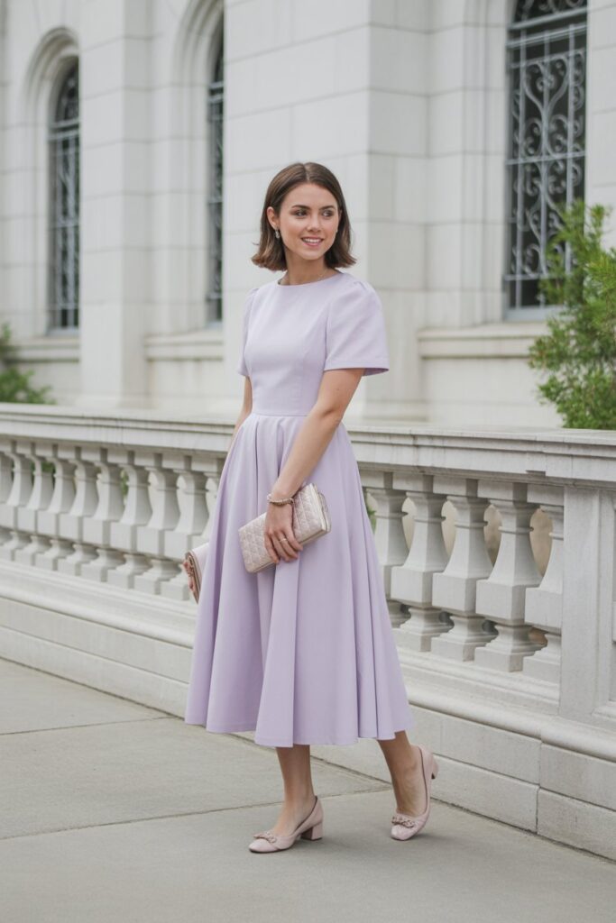 Pastel Midi Dress + Flats