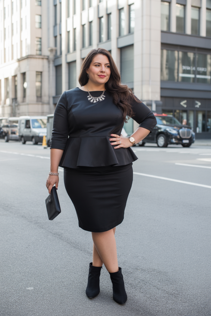 Pencil Skirt + Peplum Top For Flattering Shape