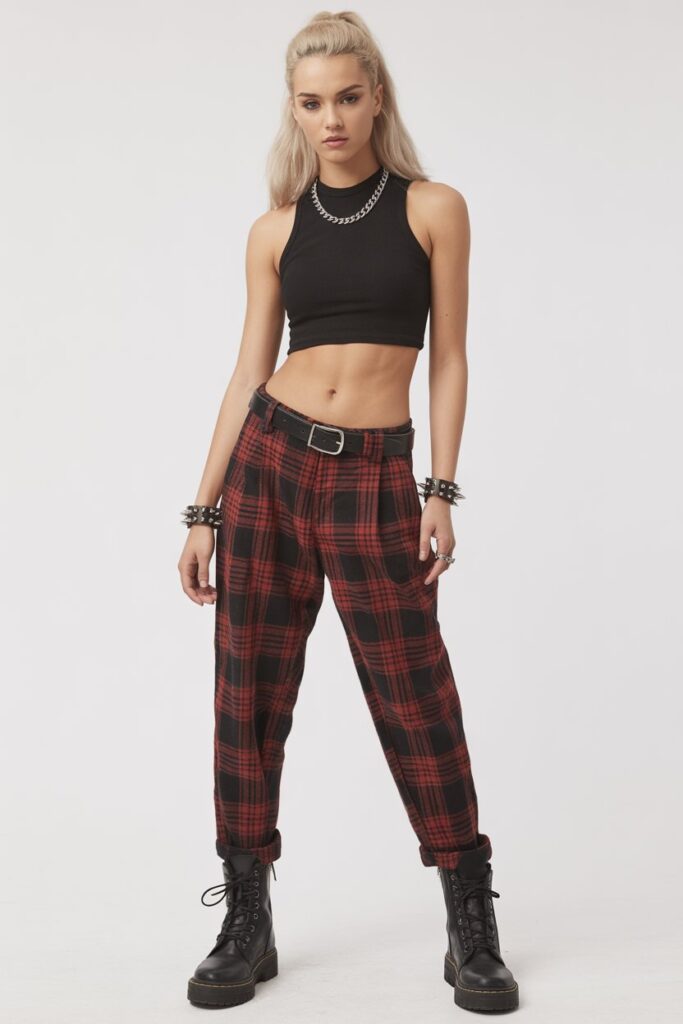 Plaid Pants + Crop Top