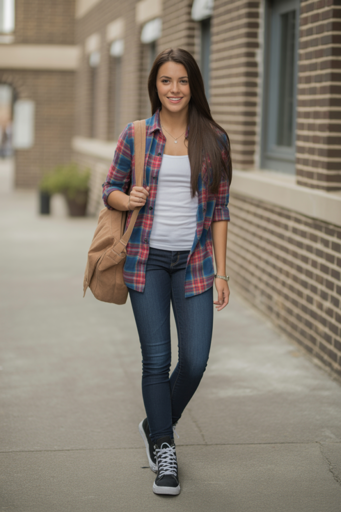 Plaid Shirt + Skinny Jeans