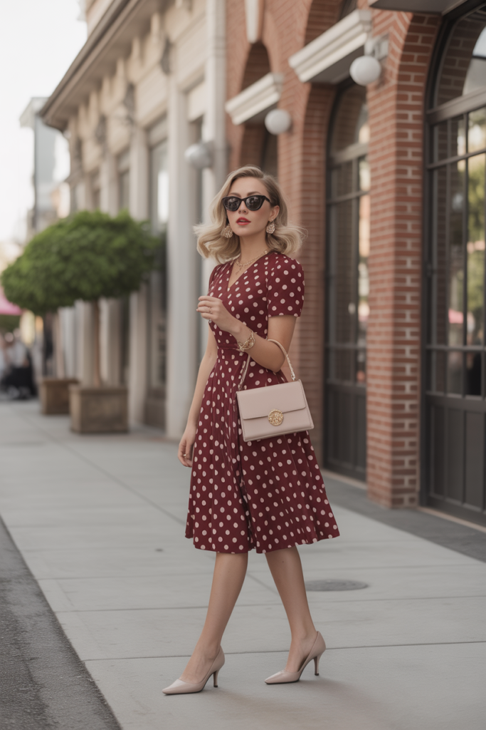 Polka Dot Dress With Retro Accessories
