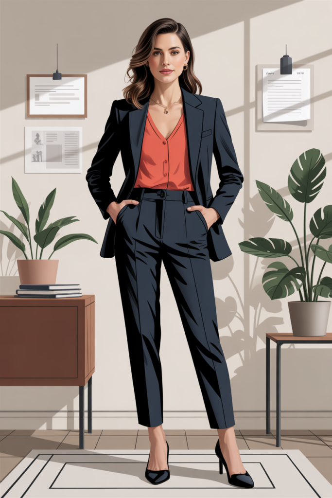 Power Blazer + Slim Pants For Confident Meetings