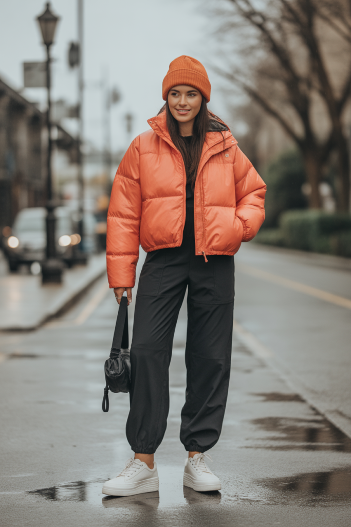 Puffer Jacket + Joggers + Sneakers