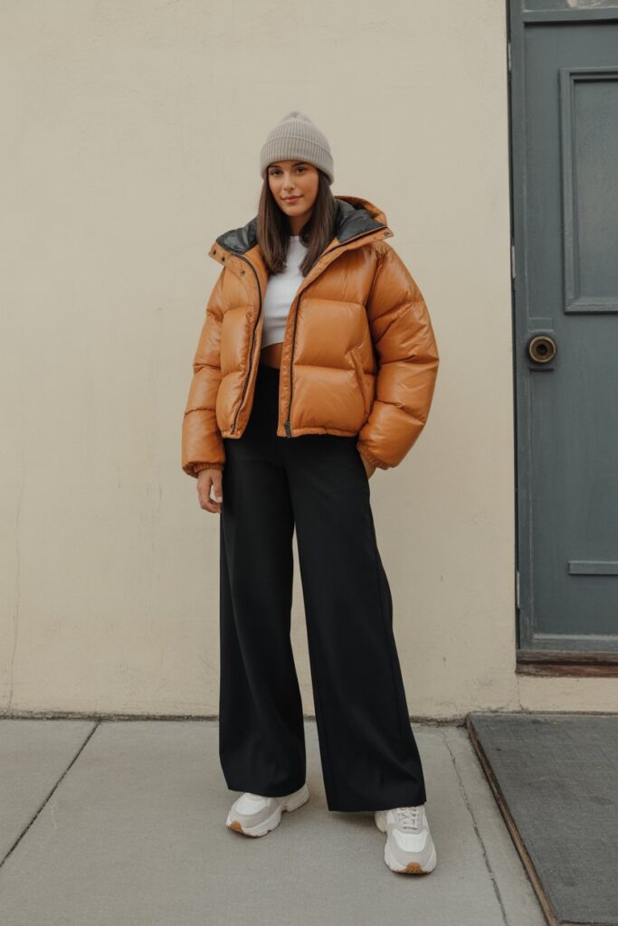 Puffer Jacket + Wide-Leg Pants.l